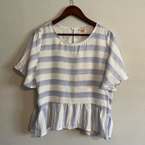 Skies are Blue Striped Peplum Top - NWOT